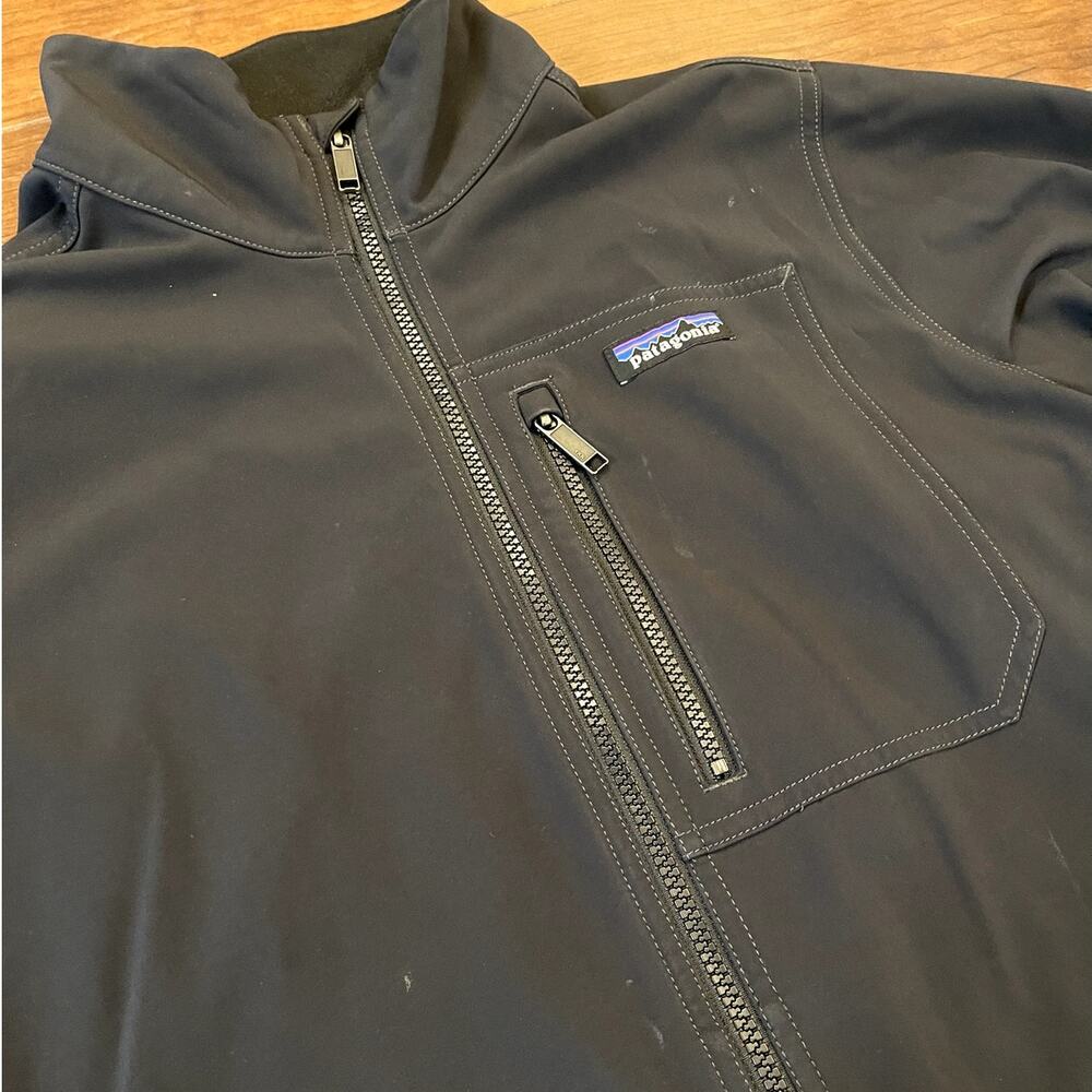 Patagonia Sidesend Jacket Mens Medium Black Softshell Water Repellent Full Zip - Picture 15 of 15